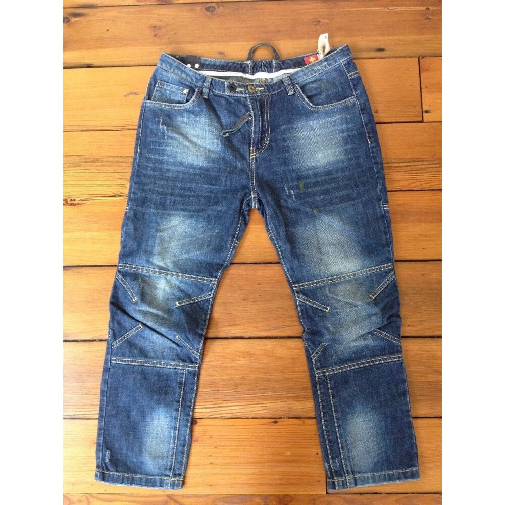 Animale Brazilian Distressed Dark Wash Straight Leg Funky Designer Jeans 32x24